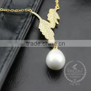 925 Sterling Silver Spring Leaf With Pearl Creative Pendant Necklace Fashion Women Necklace Jewelry 6360461 thumbnail-1