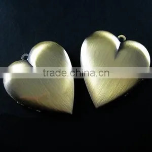 40mm Vintage Style Antique Bronze Brass Plain Blank Heart Photo Locket Pendant Charm DIY Supplies 1131019 thumbnail-2