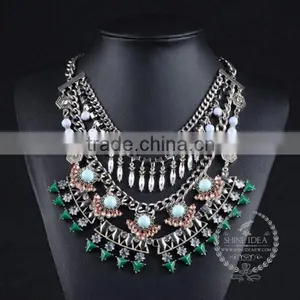 High Quality Vintage Rhinestone Chunky Statement Necklace Tin Alloy Fashion Women Pendant Necklace 6390123 thumbnail-1