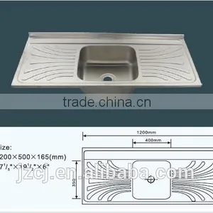 JZ-362 150x50 Export Iraq Single Bowl Double Drain Stainless Steel Kitchen Sink thumbnail-2