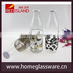 Wholesale 1L Glass Milk Bottle With Printings thumbnail-2