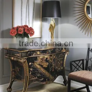 Louis XV Style Wooden Console Table, Exquisite Hand Painted Rectangular Hallway Desk, Classical Wood Carved Console Table thumbnail-4