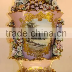 Birds and Flowers Decorated Ceramic Jar, Hand Painted Luxury Designed Jar thumbnail-1