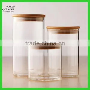 Custom Glass Storage Jar Wood Lid Wooden Lid thumbnail-3
