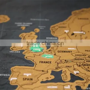 CT-750 Travel World Map Hard Paper Travel Map Small Black Mini Map Black Luxury thumbnail-3