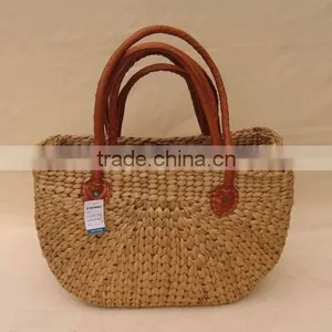 High Quality Best Selling Water Hyacinth Shopping Bag WITH HANDLE From Vietnam thumbnail-1
