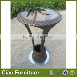 Garden Outdoor Rattan Furniturebar Table Set With Brown Glass Bar Stool thumbnail-5