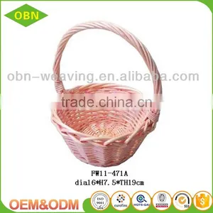 China Supplier Fashion Durable Lovely Girl Small Cheap Pink Decor Wicker Hanging Flower Basket for Wedding thumbnail-5