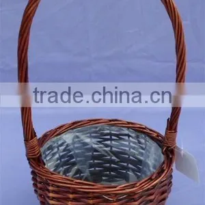 Miniature Wicker Gift Basket With Plastic Liner thumbnail-1