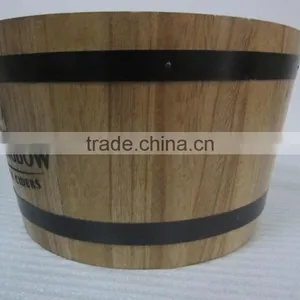 Custom Wooden Barrel Ice Bucket With Stainless Steel thumbnail-5