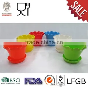 Wave Rim Plastic Melamine Square Flower Pot Set Colorful thumbnail-1