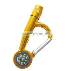 Multifunctional Durable Aluminum Carabiner LED Flashlight With Compass thumbnail-1
