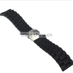 Waterproof Rubber Watchband 18 20 22 24mm Folding Buckle Male Sports Watch Strap thumbnail-1