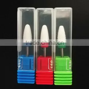 Ceramic Nail Drill Bit Burr 3/32" Shank Flame White Color thumbnail-1