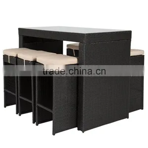 7pc Rattan Wicker Bar Stool Dining Table Set for Eating and Drinking for Hot Sale thumbnail-2