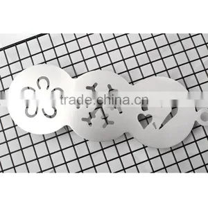 OEM Cheap 3 in 1 Stainless Steel Coffee Stencil Cupcake Cookie Stencils as Seen on tv thumbnail-3