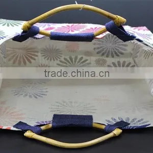 PP Laminated Jute Tote Bag With Wooden Eye Shape Cane Handle - Exclusive Printed Design thumbnail-6