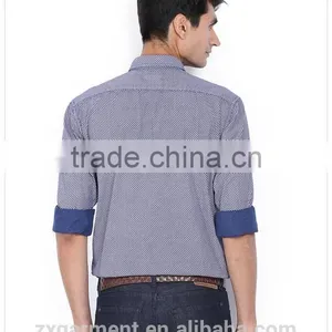 2017 NEW Indian Fashion Long Sleeve Blue Stripes French Cuff Button-down Collar Casual Man Shirt thumbnail-5