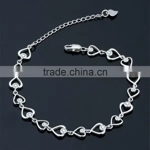 Fashion New Design 925 Sterling Silver Heart Shape Bracelet for Girls thumbnail-3