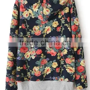 Fashionable Flower Patch Color Printed Hoody Design Cheap Women Wholesale Crane Sportswear thumbnail-2