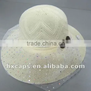 Custom Women's Straw Sun Visor Caps thumbnail-1