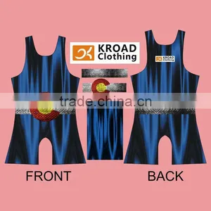 Golden Thong Champion Blue Kroad Wrestling Singlets thumbnail-1