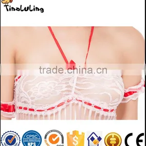 New Arrival Sexy Lingerie Wholesale Clubwear Mini Dress White Sexy Chest Wrapped Skirt thumbnail-4
