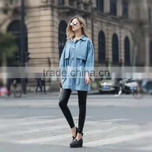 Demin Coat Jacket for Women Fashion Design for Ladies Women's Washed Jean Jacket for Young Ladies thumbnail-1
