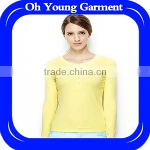 BEAUTIFUL YELLOW CARDIGANNECK T-SHIRT FOR ELEGANT LADY O-NECK TRENDY COMFORTABLE COOL T-SHIRT FOR LADY CHINESE MANUFACTURERS thumbnail-1