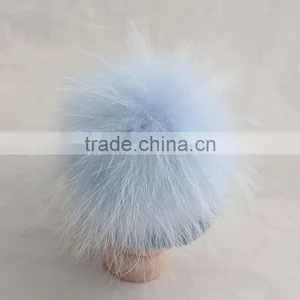 Myfur Customized Baby Knitted Hat With Genuine Dyed Raccoon Fur Pom Poms thumbnail-2