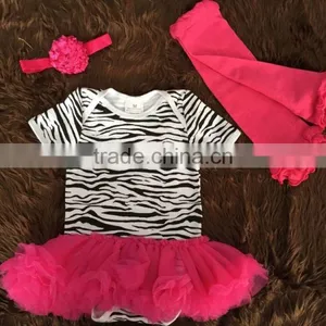 2015 New Zebra Baby Romper Tutu Romper Dress With Matching Headband and Leg Warmer thumbnail-1