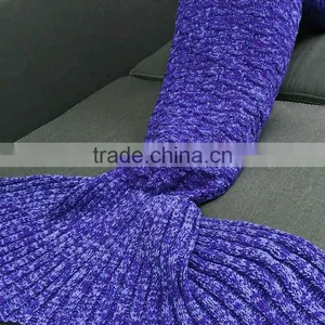 Bedroom Decor Crochet Knit Colors Fish Design Super Softextile Blanket Cozy Mermaid Tail Blanket With Sleeves thumbnail-4