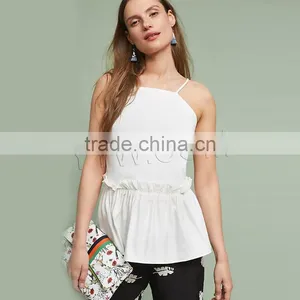 Polyester Camisole Backless Ruffles Solid White Size:XXL Sold By PC thumbnail-1