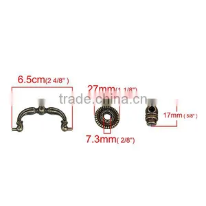 Zinc Based Alloy Antique Bronze Pattern Carved Jewelry Wooden Box Pull Handle Knobs thumbnail-2