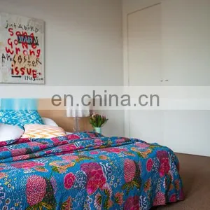 Fruit Print Kantha Quilt Indian Tropical Kantha Bed Ccover Tropicana Kantha Bed Sheet thumbnail-2