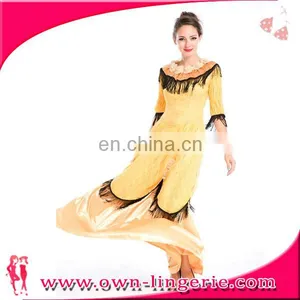 Medieval Renaissance Woman Queen Halloween Costume Yellow thumbnail-1