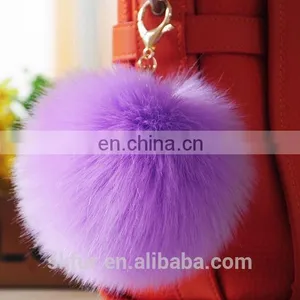Handmade Colorful Faux Fur Pom Pom Keychain thumbnail-3