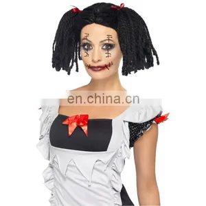 Horror Halloween Carnival Party Black Gothic Girl Wig for Adults thumbnail-2