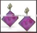 Dark Purple Cute Loop Earrings thumbnail-1
