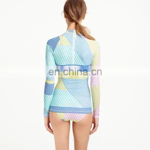 Custom Printed New Rash Guard in Mix Stripe, Women Rash Guard thumbnail-2