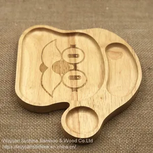 Wooden Plate for Children,Made of Rubber Wood thumbnail-2