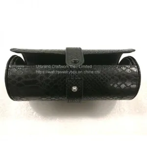 Luxury Leather Western Watches Box Make Logo Premium Cork Python Pattern Leather Watch Roll With Custom Logo thumbnail-3