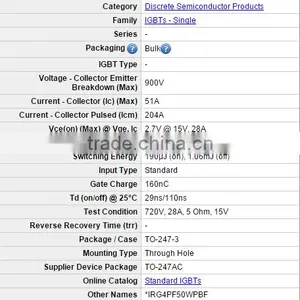 Shenzhen Electronic Product Price IRG4PF50WPBF IGBT 900V 51A 200W TO247AC thumbnail-3