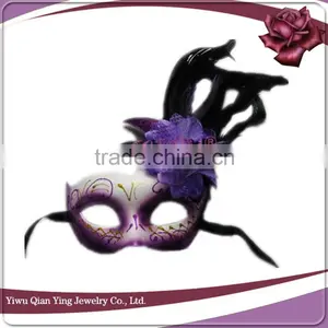 Custom Decorative Craft Venetian Eye Mask With Feather and Flower thumbnail-2