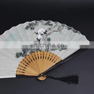 2021 Wholesale Custom Printed Logo Folding High Quality Personalized Bamboo Hand Held Fan thumbnail-2