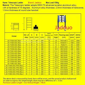 Single Blue Telescopic Ladder With Anti-slip Cushion thumbnail-2
