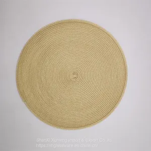 Wholesale PP Placemats Handmade Woven Placemats Round Insulation Pads Place Mats Placemats For Dining Table thumbnail-2