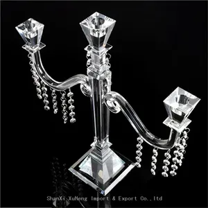 Factory Customized Candle Holder 3 Arms Crystal Candelabra For Wedding Centerpieces thumbnail-2