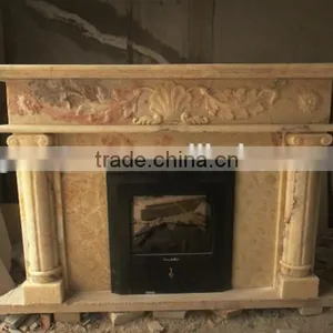Western Style Antique Indoor Egypt Yellow Marble Fireplaces thumbnail-4