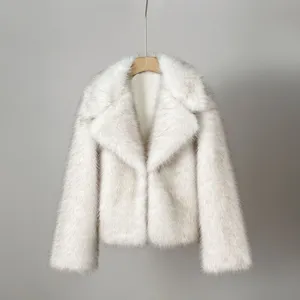 2025 Fashion Forward Faux Fur Short Coat With Lapel Collar for Women Stylish and Eco Friendly thumbnail-1